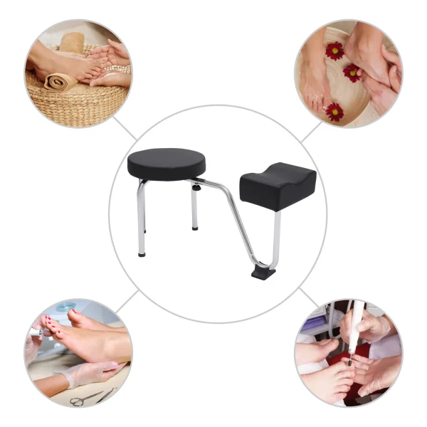 Black Pedicure Foot Rest Stool and Chair - Adjustable